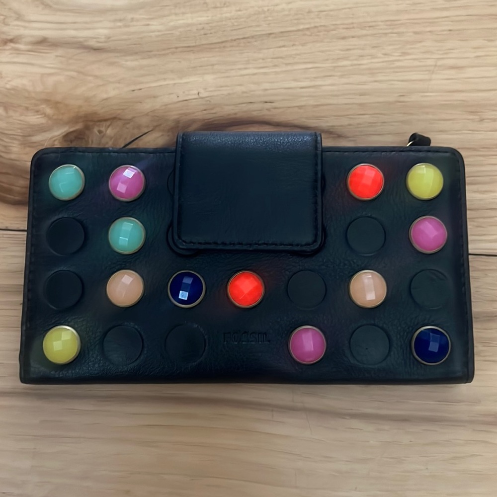 Fossil wallet with colorful jewels